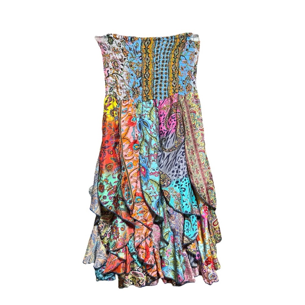 India Boutique Multicolor Strapless Dress S